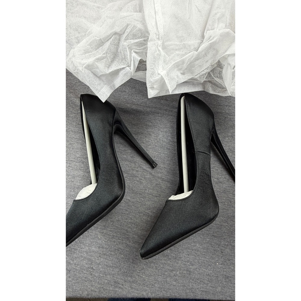 Elisabet Tang Women Black Satin Pointed Toe Stiletto High Heel Pump TE016 Size 6 - Picture 4 of 8